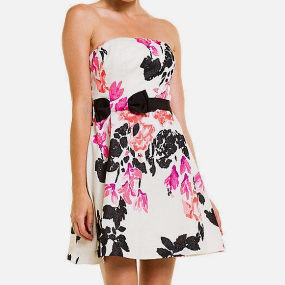NWT Lilly Pulitzer Amberly Cameo White stroke Of Midnight Strapless Dress sz 0 - Picture 1 of 12